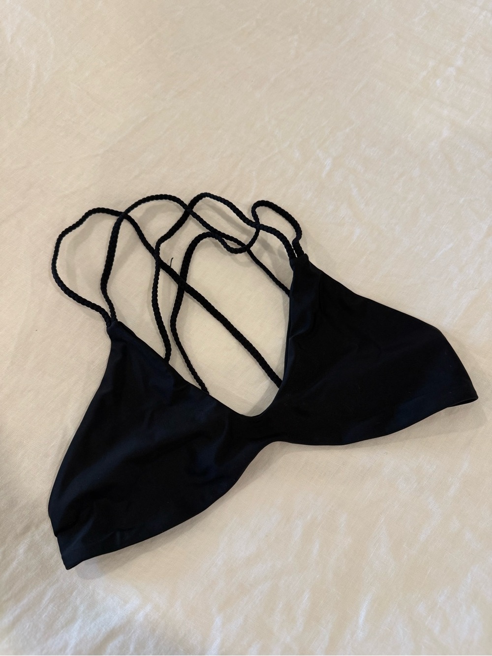 Black Strappy Swim Bra with Multi-Back Cords